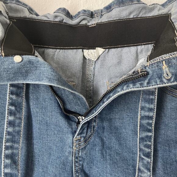 Size M elastic paperbag high waist cuffed hem denim shorts - Picture 3 of 5